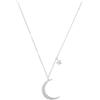 amor Collana con Ciondolo Collana da Donna in Argento 925, con zirconi sintetici, 45+5 cm, Argento, luna/stelle, Fornita in confezione regalo per gioielli