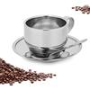 Tomotato Set di Tazze da Caffè In Acciaio Inossidabile, Tazza da Caffè a Doppia Parete da 4 Once con Piattino e Cucchiaio, Tazza da Caffè Espresso con Cappuccino e Latte