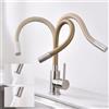 SUVIDA Rubinetto Lavello Cucina, Rubinetto Cucina Flessibile Oro con 2 Tipi di Getto d'acqua, Acciaio Inox Ad Alta Pressione Orientabile a 360° Monocomando, Miscelatore Cucina Gold