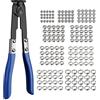 CAMWAY Set di Pinze Morsetti con 180 PCS Fascette Stringitubi, Kit di Strumenti di Crimpatura, 5,8-21 mm Fascette Singole per Orecchio in Acciaio Inossidabile Morsetti per Tubi Kit di Assortimento