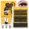 QUEWEL Kit Extension Ciglia 3D, 240 PCS Effetto Occhio di Gatto 80D+100D, Extension Ciglia a Grappoli Sfumati, Ciglia Finte Individuali Riutilizzabili e Resistente all'Acqua (3D 80D+100D-KIT)