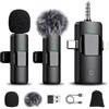 Romon Microfono Lavalier Wireless per iPhone/iOS/Android/PC/Laptop, Plug & Play Mini Microfoni Esterni, Cancellazione del Rumore, Microfono Wireless Lavalier 3 in 1 per Registrazione Video Intervista
