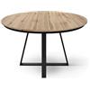 KONTE.DESIGN Tavolo rotondo PANTELLERIA in legno effetto rovere rustico con base a X in metallo antracite, allungabile ⌀120 cm - ⌀170 cm