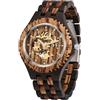 Tiong Orologio sportivo meccanico in legno, quadrante digitale cavo, cinturino in legno con lancette luminose, orologio meccanico da uomo, regali per uomini, Q1073-03, Bracciale