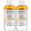 Garnier SkinActive Acqua Micellare Bifase per Trucco Waterproof ad Azione Struccante Detergente Idratante Senza Risciacquo per Viso Occhi Labbra con Formula Senza Profumo - 2 Flaconi da da 400ml