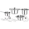 SAN IGNACIO Batteria da cucina, acciaio inossidabile, a induzione, Lexia: pentola 16 (1,7 L), 2 pentole con coperchio 2 x 20 (3,3 L e 4,2 L) e 24 cm (5,7 L) + 3 utensili da cucina: mestolo, cucchiaio da cucina e