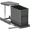 Emuca - Cestino per cucina, 24 L, fissaggio sul fondo ed estrazione manuale/automatica, plastica grigio antracite.