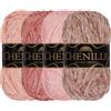 BambooMN JubileeYarn - Filato di ciniglia pettinato, peso 100 g, matassa, tonalità di rosa, 4 matasse