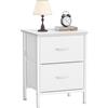 HOMIDEC Comodino Alto 55 cm, Tavolino con Struttura in Metallo e 2 Cassetti in Tessuto di Grande Capacità per Camera da Letto, Soggiorno, Bianco