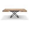 PAZZO DESIGN Tavolo Trasformabile Valentina, Tavolo Sollevabile, Tavolo Allungabile, Rovere Rustico, Nobilitato Melaminico,Gambe Metallo Nere, Da 120 a 220 cm,Made in Italy - id_2004