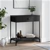 Homgoday Tavolo consolle per divano, corridoio, tavolo d'ingresso con 1 cassetto, tavolo per ingresso, soggiorno, corridoio, nero, 75 x 34,5 x 75 cm, in legno