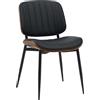 CLP Sedia da pranzo Tiffin I Sedia imbottita in legno curvato I Sedia da cucina con schienale I Sedia da attesa imbottita, Colore:noce/nero, Materiale:Ecopelle