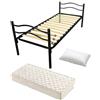 DOLCI SOGNI Rete Letto Singolo 80x190, Letto Ferro Battuto con Rete a Doghe, Letto con Testiera Inclusa, Letto Singolo con Materasso Waterfoam e Cuscino in Fibra Vergine - 100% Made in Italy