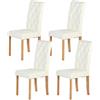 Liink1Ga La Sedia Set di 4 Sedie Imbottite Bianche Sala da Pranzo Cucina, Set 4 Sedie in Legno Similpelle Bianca per Cucina da Soggiorno/Ristorante/Caffetteria/Ufficio/D'attesa/Caucciù 3 CM, Alta 98 CM