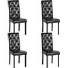 Liink1Ga La Sedia Set di 4 Sedie Imbottite Nere Sala da Pranzo Cucina, Set 4 Sedie in Legno Similpelle Nera per Cucina da Soggiorno/Ristorante/Caffetteria/Ufficio/D'attesa/Caucciù 5 CM, Alta 98 CM