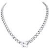 Richsteel Lettera B Collana Uomo Argento Collana Cubana 7 MM Uomo Acciaio 46+5 CM Collana Iniziale Cuban Chain San Valentino Regalo Uomo