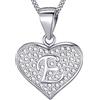 MASADA Collana in Argento 925 - Ciondolo Lettera E a forma di cuore Iniziale con Pietre Zircone - Iniziali Nome per Donna Ragazza - Catena 46 cm Confezione Borsa in Velluto