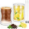 Cokaca Tazza Caffè Doppio Vetro Borosilicato, 2 Pezzi Bicchieri Espresso Doppia Parete 400 ml, Tazzine di Vetro a Doppia Parete, Bicchiere Caffè Vetro per Tè, Latte, Cappuccino, Espresso, Succo