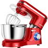 Aumate Impastatrice Planetaria, Impastatrice Professionale 6,2 Litri 1400W, Impastatrice Pizza con Uncino Impastatore, Mescolatore e Frusta Sbattitrice, 6 Velocità Food Mixer (Rosso, 6.2 Litri)