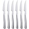 Seeshine Set di coltelli da bistecca argento, 6 pezzi in acciaio per cucina. Coltello da bistecca 22 cm seghettato, coltello da cena, manici ergonomici