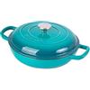 nuovva Casseruola bassa in ghisa con coperchio - antiaderente, adatta al forno fino a 260 °C - pentola resistente, adatta al forno - pentola smaltata - blu-verde, 2,3 Quart, 26 cm - Nuovva