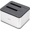 DIGITUS DA-71540-2 - Docking Station SATA HDD Duale - USB 3.0 - per SSD e Hard Disk 2,5/3,5 - SATA 3 - con Funzione di Clonazione - Plug & Play - Grigio