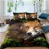 Loussiesd Set di biancheria da letto con stampa di volpe, motivo animali selvatici 3D, copripiumino per ragazzi e ragazze e bambini, con motivo di animali selvatici, per letto singolo, con 1 federa