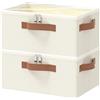 OUTBROS 2 Pezzo set Scatole Portaoggetti con Coperchio, 38x26x15 cm Contenitori Pieghevole, Organizzatori per Armadio, Utilizzato per Riporre Vestiti, Coperte ecc, Beige
