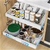 iHomara Set di 2 organizzatori per armadi espandibili con adesivo, cassetti profondi 53 cm per armadietti da cucina, 8 rastrelliera di drenaggio, larghezza regolabile da 32 a 53 cm