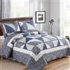 DECMAY Copriletto Matrimoniale 220x240 cm Grigio Patchwork, Copriletto Trapuntato in Microfibra con Motivo a Fiori, Coperta Divano, 3 Pezzi con 2 Federe 50x75 cm
