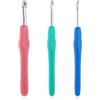 Hariendny Uncinetto in 3 misure, 4 mm, 5,5 mm, 8 mm, manico ergonomico per artrite, uncinetto con manico lungo in gomma, uncinetti giganti per filati grossi, sciarpe, fai da te, prodotti in lana