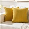 Aisybaklyn Copricuscino Divano 40x40cm Giallo Morbido Velluto a Coste Copricuscini Divano Moderno 2 Pezzi Autunnale Federe Cuscini Divano per Soggiorno Camera da Letto Salotto Divano Decorare
