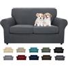 MAXIJIN Copridivano elasticizzato a 2 Posti con 2 Copricuscini, Copridivano antiscivolo a due posti con Copricuscino Separato per animali domestici, cani (2 Posto, Grigio Scuro)