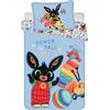 Jerry fabrics Biancheria da letto per bambini reversibile motivo Bing Bunny, Amma & Sula Ball Xilofono Car Blue Piumino 100x135 + Cuscino 40x60 cm 100% cotone per bambini