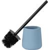 Navaris Scopino WC con Portascopino - Spazzolone Bagno - Scopettino Moderno - Scovolino in Gomma e Acciaio Inossidabile - Spazzola con Paraschizzi - Blu