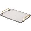 PATIKIL 12 x 8,6 Vassoio di Servizio in Plastica con Manici Dorati, Vassoio Riutilizzabile Rettangolare per Piatto Dessert Caffè Tè Tavolo Soggiorno Cucina, Grigio