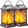 SOLARBABY Lampade Solari da Giardino, Lanterna Sospesa in Metallo Fiamma Luci Solari per Esterni per Giardino Patio Cortile Decorazione Esterna (Bronzo, Set di 2)