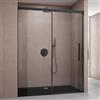 doporro Porta Doccia Scorrevole Box Doccia per Nicchia 130x195 cm Vetro Temperato Trasparente 6 mm Anticalcare con Profilo e Maniglione Nero - Teramo12K
