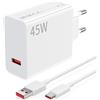 AIAUXAI per Xiaomi 45W Turbo Caricabatterie Caricatore 6A Cavo di Ricarica USB C 1M per Xiaomi Redmi Note 14 Pro 13 13X 11 POCO X7 M6 Caricatore Rapidoe con Tipo C Cavo per Redmi Note 10 9 8 Mi 11 Pad