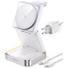 Augnner 3 in 1 Caricatore Wireless Stazione, Stazione di ricarica Pieghevole Compatibile con MagSafe Charger, Rapida Wireless Phone Charger Stand per iPhone 17/16/15/14/13/12 Série, 2/3/Pro, Apple Watch