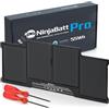 NinjaBatt batteria A1466 A1496 per MacBook Air 13 Inch [2010 2011 2012 2013 2014 2015 2016 2017 Years] A1369 A1405 A1377 - High Performance [7200mAh/55Wh/7.6V]