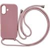 Ququcheng Cover Compatible con iPhone 16 Plus(6.7),Cellulare Girocollo Custodia con Cordino TPU corda Silicone Case Bumper per iPhone 16 Plus(6.7) Custodia-Rosa Oro