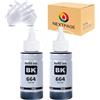 NEXTPAGE T664 664 Inchiostro di ricarica nero compatibile con Epson T6641 Inchiostro di ricarica per Epson EcoTank ET-2500 ET-2550 ET-2600 ET-2650 ET-4500 ET-14000 L396 L3050 L3060 L307 0 (2 confezion