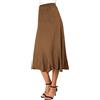 EXCHIC Donne Elegante Elastico Alta Vita Camoscio Midi Gonna Casual A-Linea Svasato Swing Gonna(L, Marrone)