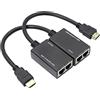 QIANRENON Extender HDMI su RJ45 CAT 5e Adattatore per cavo di rete Ethernet Amplificatore di segnale 100 piedi 1080P Adattatore per cavo HDMI 30M Trasmettitore + ricevitore, 2 porte RJ45