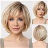 EMMOR Parrucca Lace-Front fatta a mano, Parrucca in Capelli Veri al 100% per Donne, Taglio Naturale Sfilato, Stile Ondulato e Diversi Stili per Donne Bianche - Biondo Misto #.