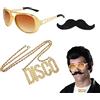 VIKSAUN Set Accessori Rapper Costume Hip Hop, Accessori per Costume da Hippie, Set di Costumi Hippie, Anni '80 '90 Accessori per Rapper, Occhiali da Roccia, Hip Hop Theme Party Cosplay (3 pezzi)