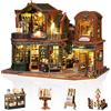 Cuteefun Miniatura Casa delle Bambole Kit, Dollhouse in Legno con LED, Kit Casa Minuscola per Adulti da Costruire, Regali Unici per Compleanni, Natale (Città Libro Crepuscolo)