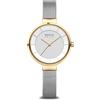 BERING 14631-024 Orologio da donna al quarzo, orologio da polso con cassa in acciaio inossidabile color oro da 31 mm e quadrante bianco, cinturino in maglia milanese, vetro zaffiro, 5 ATM