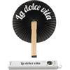 Fisura - Ventaglio pieghevole nero Dolce Vita. Ventaglio pieghevole originale in carta. Pai pai bianco e nero. Dettaglio di nozze per invitati. Regalo per feste o cerimonie.